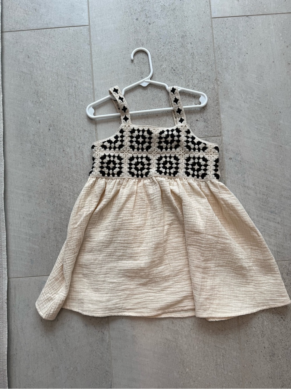 Rylee + Cru Cream Dress with Black Crochet Bodice